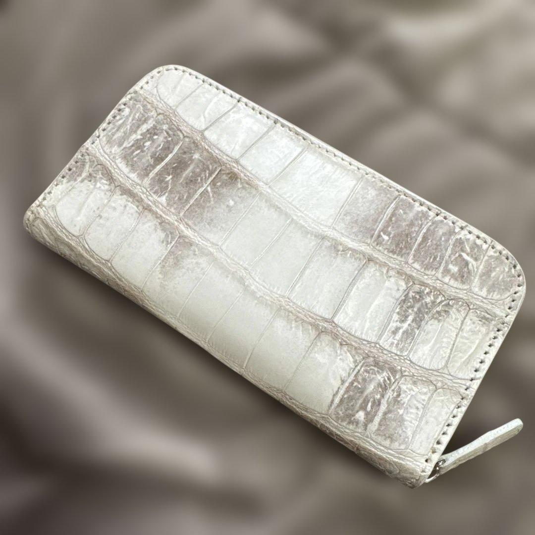 新春！最終値下げ！　ヒマラヤクロコダイル　マット　ハンドメイド　ファスナー長財布