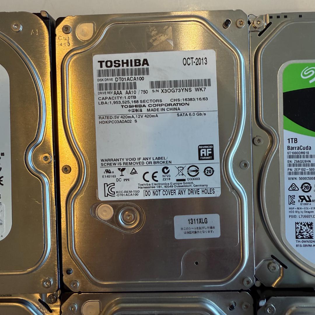 1TB HDD 11台セット WD, Toshiba,Seagate