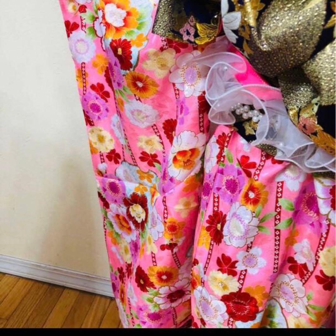 七五三七歳❣️四つ身着物未使用⭐︎ピンク花々金彩煌びやか絢爛⭐︎完全フルセット激可愛い