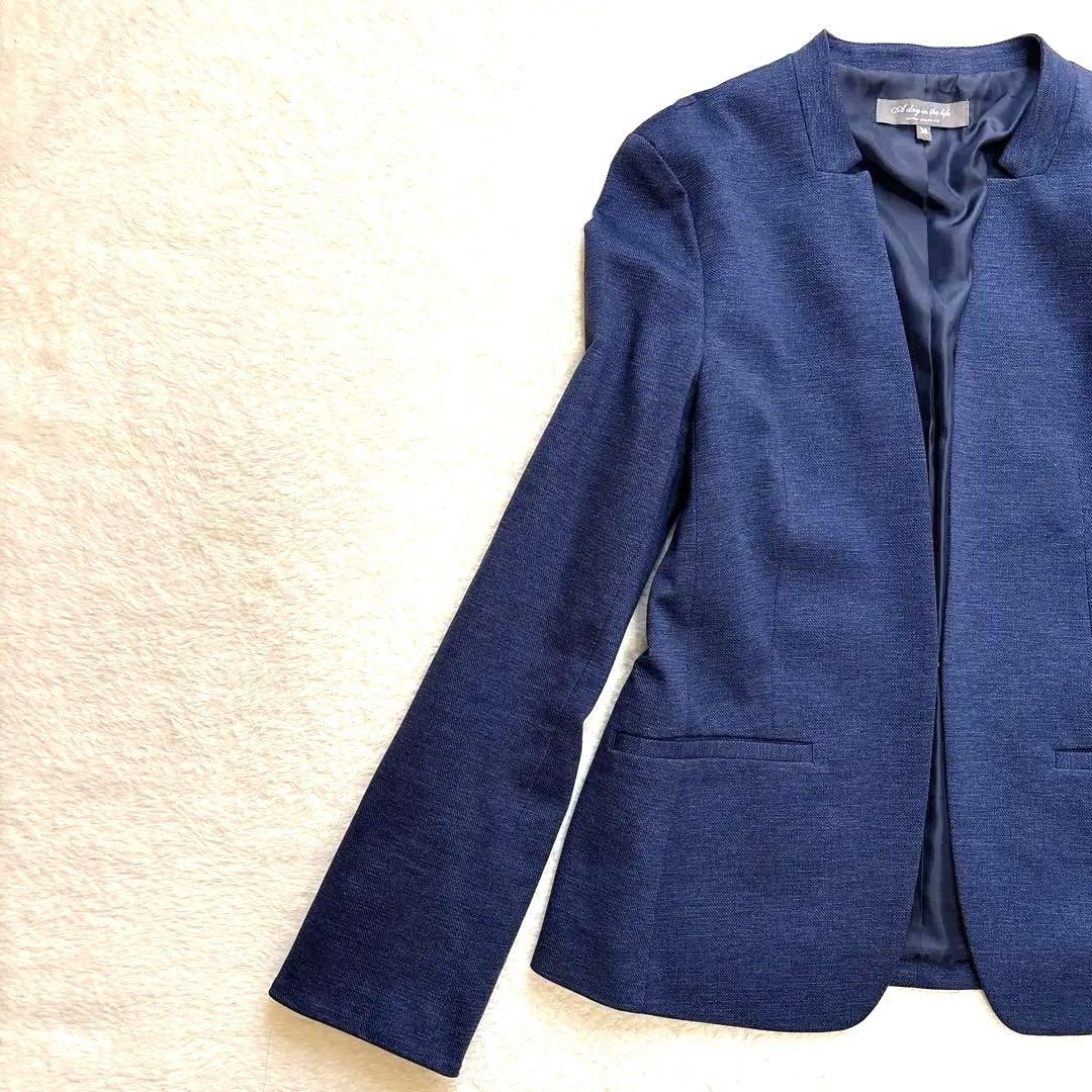 美品✨ユナイテッドアローズ　洗える ノーカラースーツ ネイビー セットアップ　M