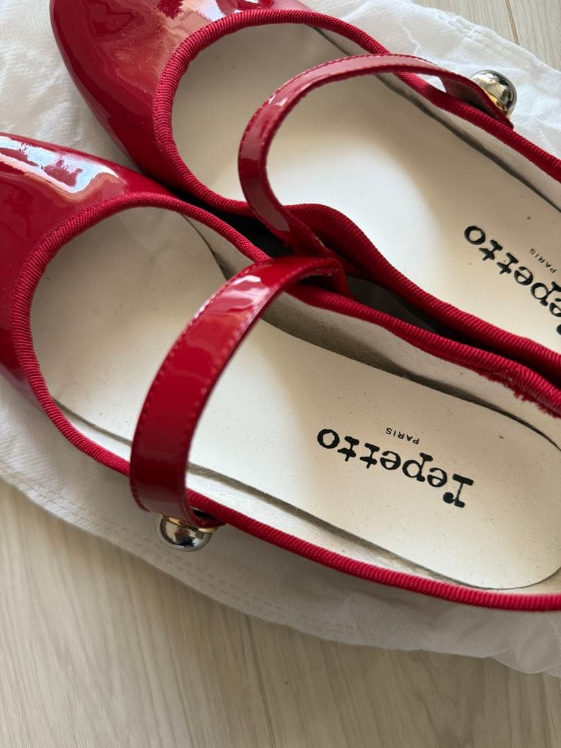 美品 Repetto 赤 メリージェーン ストラップ付き ヒール 38.5