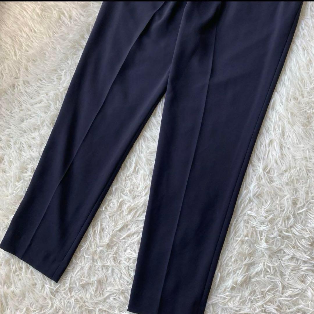【美品】 グリーンレーベルリラクシング ノーカラー パンツスーツ ネイビー 42