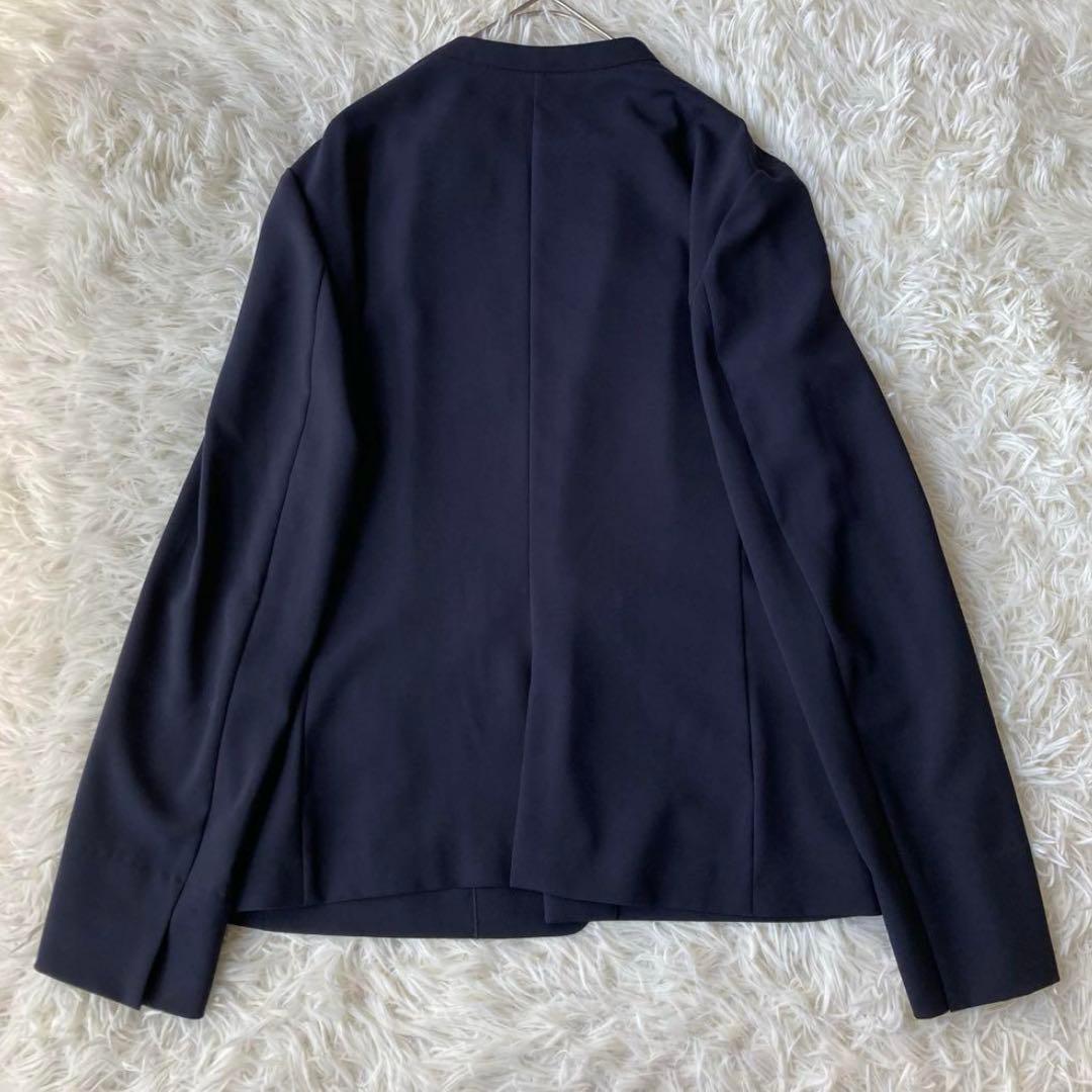 【美品】 グリーンレーベルリラクシング ノーカラー パンツスーツ ネイビー 42