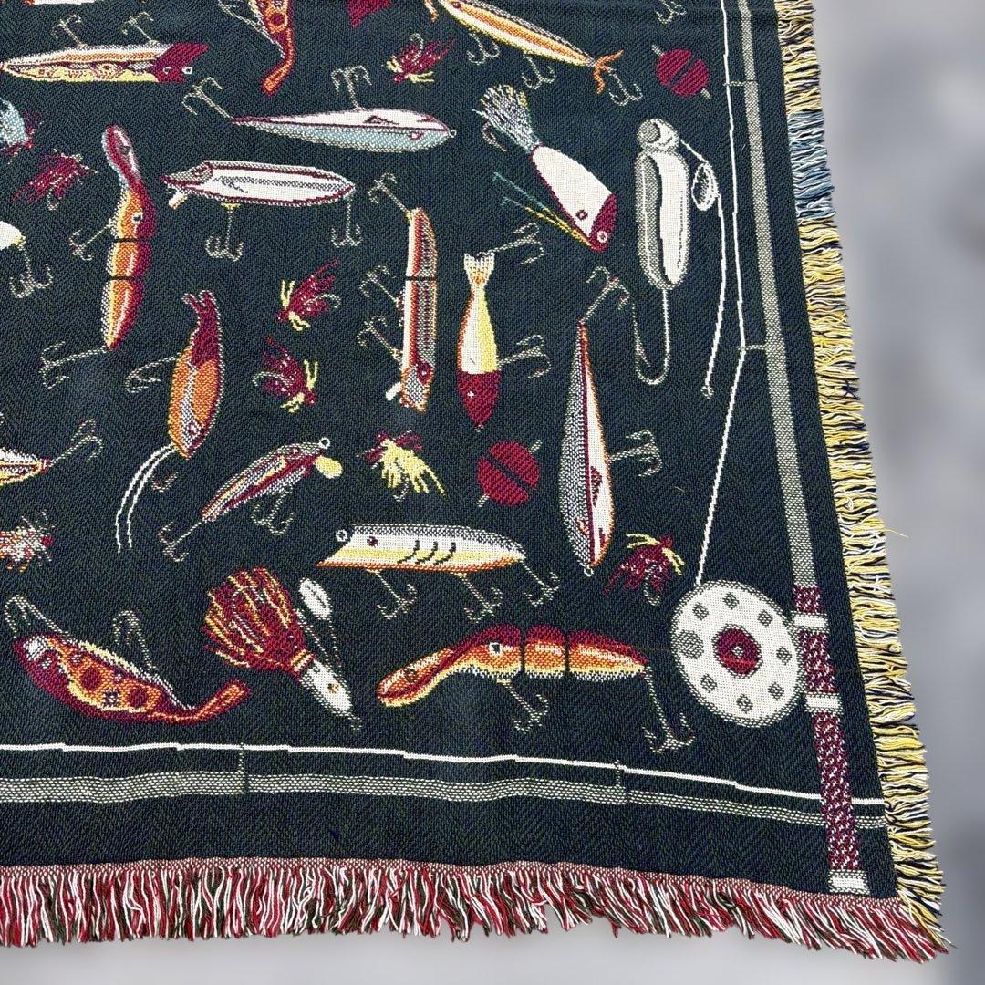 釣り　ルアー　マルチカバー　ソファカバー　ヴィンテージラグ　185x123