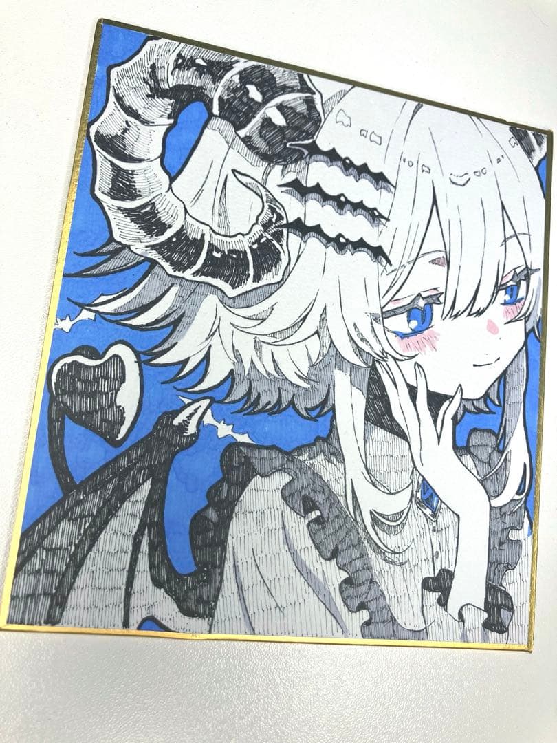 お*ん様 オリジナル 手描きアナログイラスト 色紙　No.3