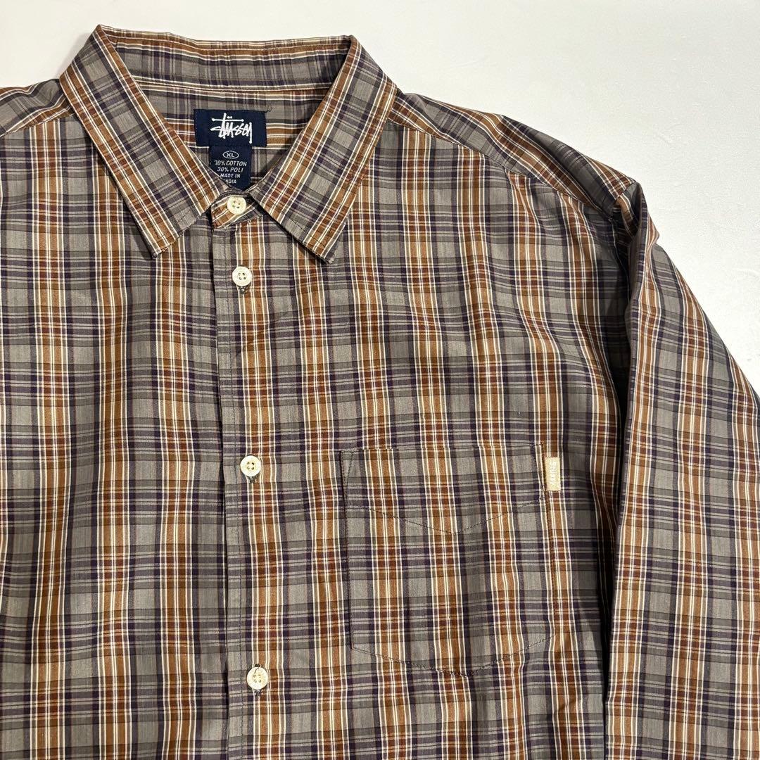 old stussy コットンチェックシャツ