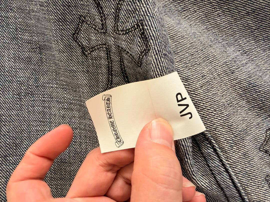 クロムハーツ 　ルーズエンド クロスパッチデニム長袖シャツ　デニムシャツ