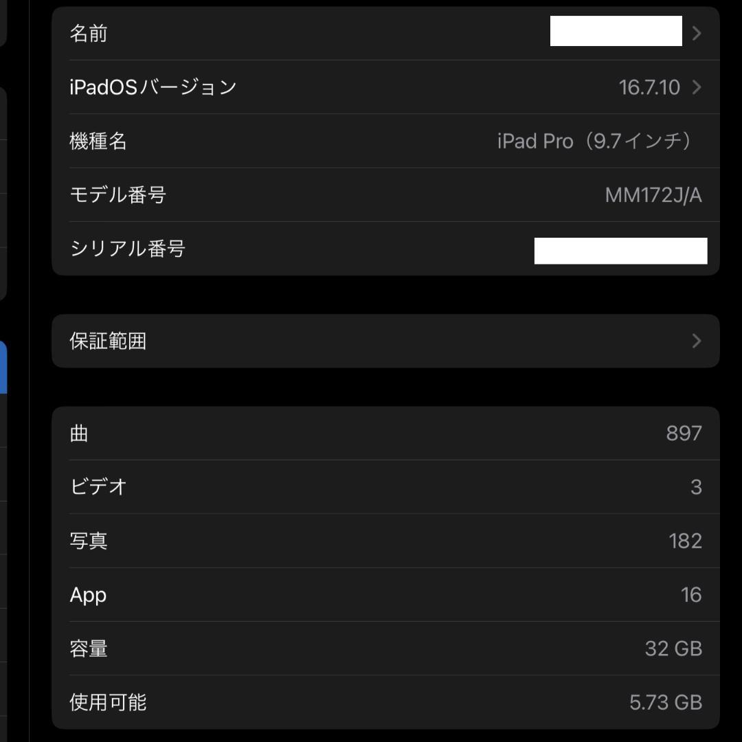 iPad Pro 9.7 32GB Wifiモデル A1673 訳あり
