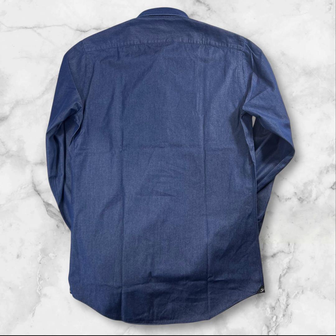 新品同様 Finamore デニム ドレスシャツ サイズS インディゴ染め