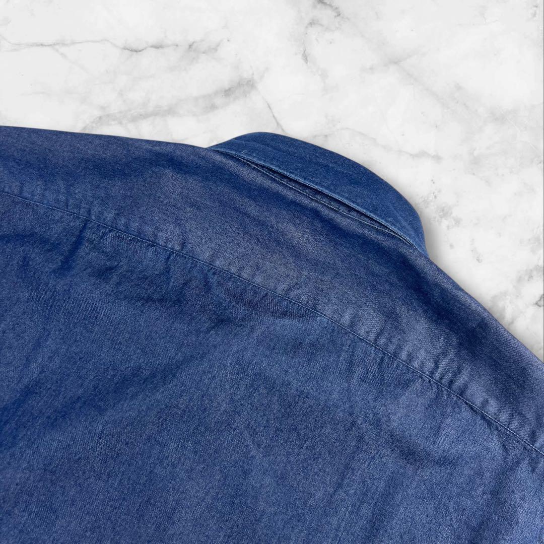 新品同様 Finamore デニム ドレスシャツ サイズS インディゴ染め