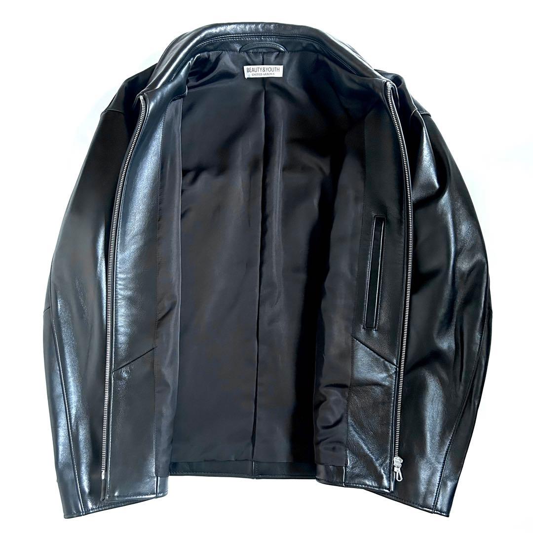 【新品未使用】BEAUTY&YOUTH シープ レザー ジップ ブルゾン L