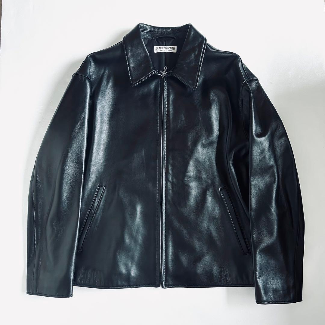 【新品未使用】BEAUTY&YOUTH シープ レザー ジップ ブルゾン L