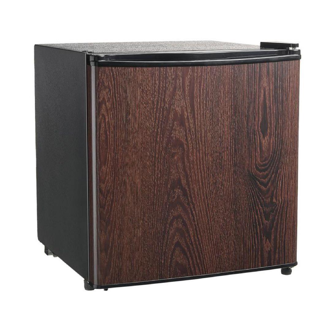 【新品】冷蔵庫 50L 一人暮らし 小型 左開き 1ドア ブラウン 木目調