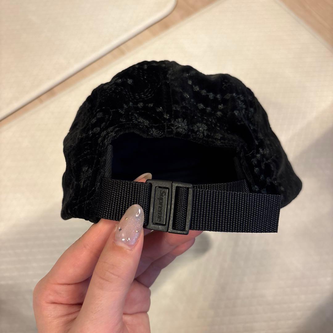 Supreme ブラック パターンキャップ