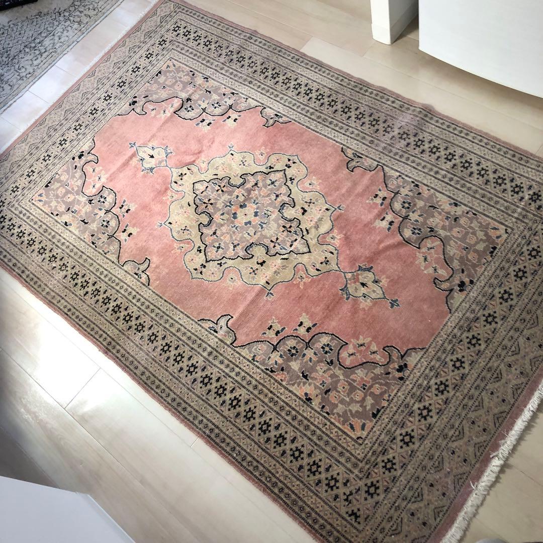 約122cm x 195cm パキスタン トルコ ラグ カーペット ピンク