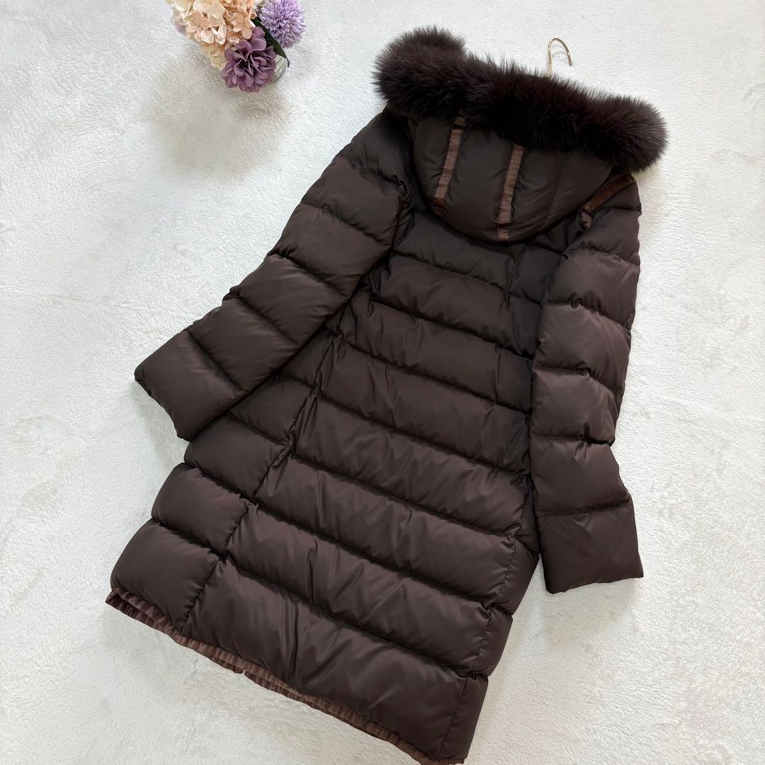 マッキントッシュ　ファー付　ロングダウンコート　ブラウン　32 S相当