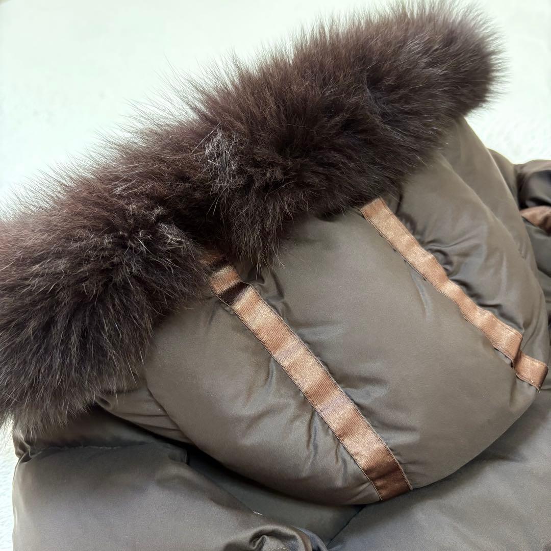 マッキントッシュ　ファー付　ロングダウンコート　ブラウン　32 S相当