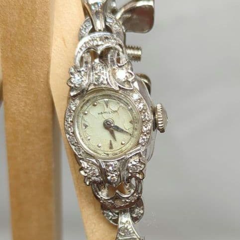 Hamilton　ダイヤモンドベゼル　14K　腕時計　非稼働　アンティーク