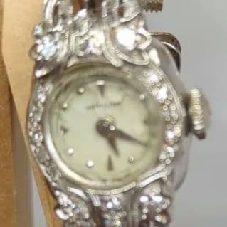 Hamilton　ダイヤモンドベゼル　14K　腕時計　非稼働　アンティーク