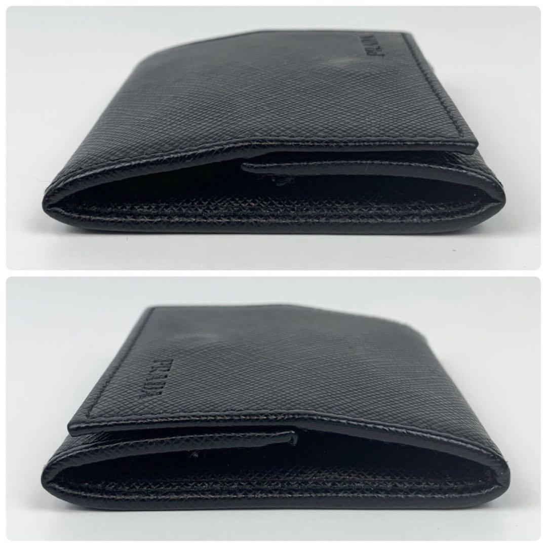 美品✨ PRADA ケース サフィアーノ レザー ブラック エンボスロゴ
