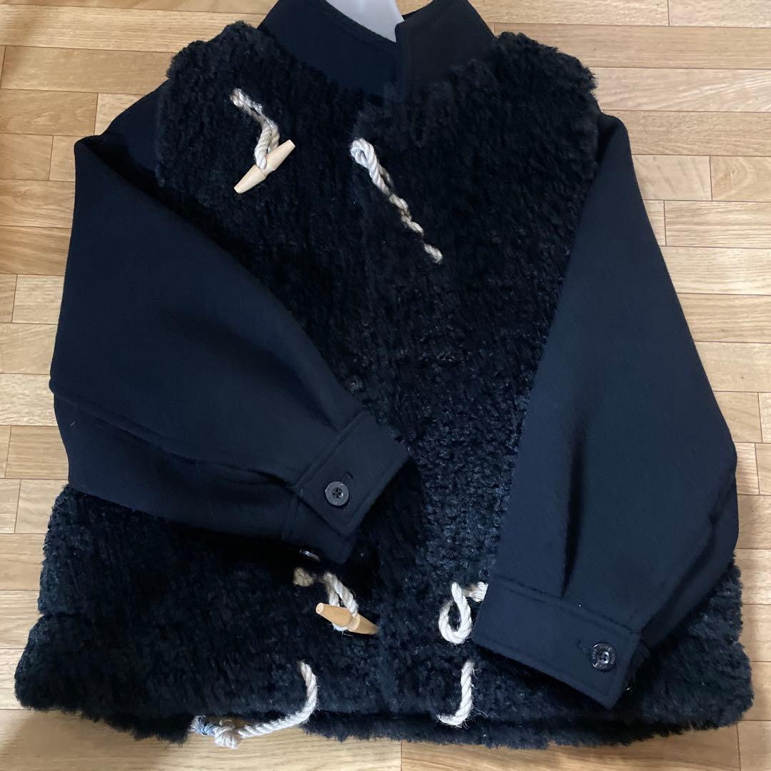 25AW ハイクHYKE ★新品★ダブルフェイス ダッフルコート ボアブラック2