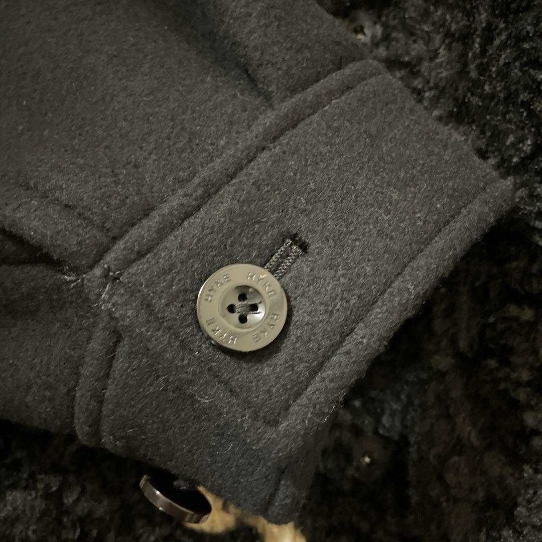 25AW ハイクHYKE ★新品★ダブルフェイス ダッフルコート ボアブラック2