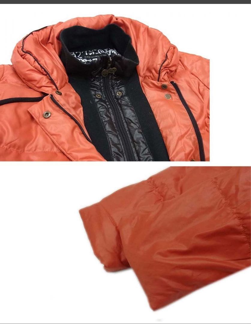 benimaruカステルバジャック ダウンコート オレンジ 2重襟 リブ