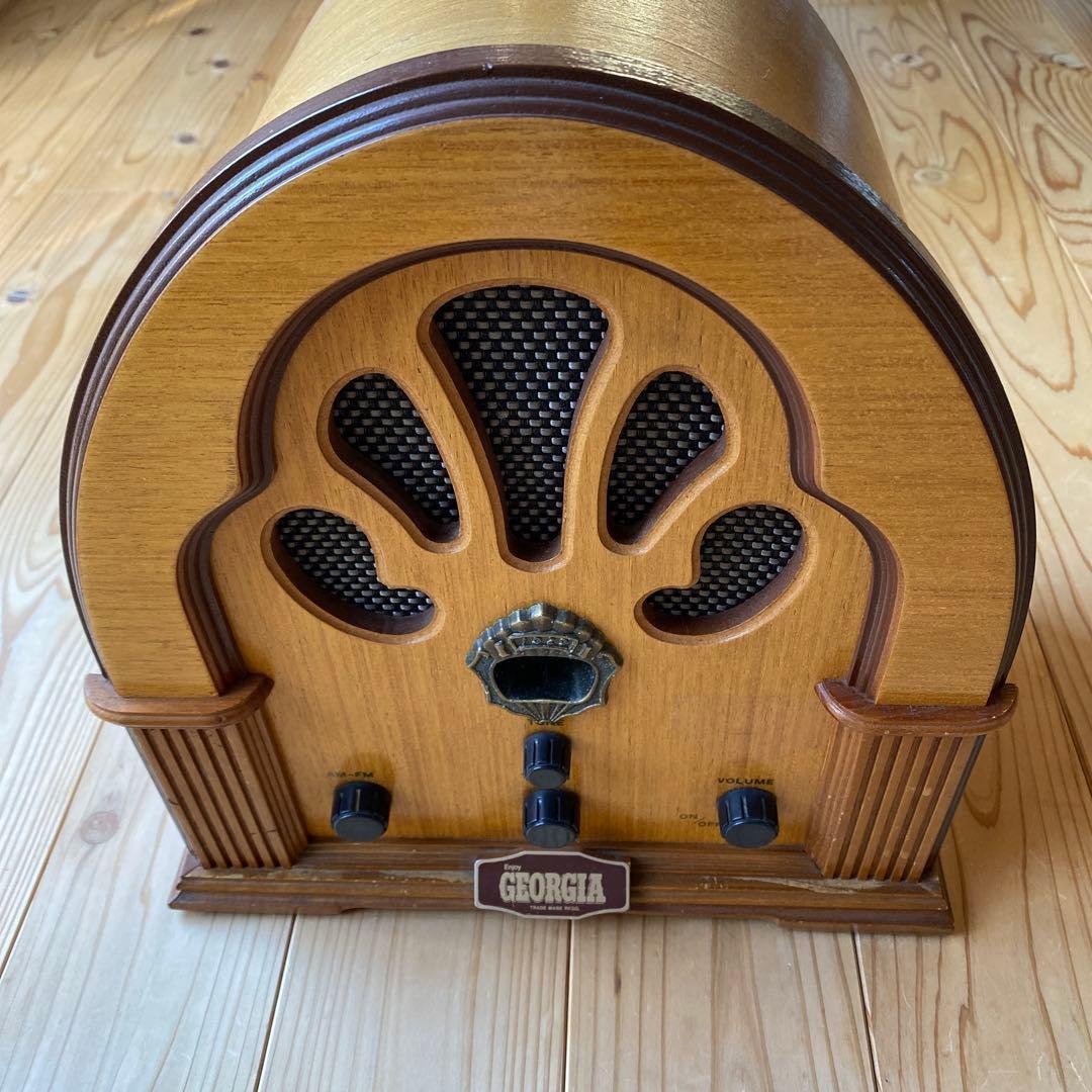 【レトロ】　ジョージア　ラジオ　アンティーク　木製　モダン　お洒落