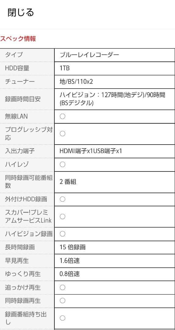 Panasonic ブルーレイレコーダー 1TB