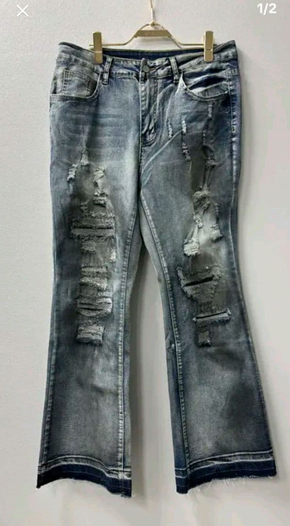 新品未使用　男女兼用 M.U.Lダメージデニムパンツ　日本製 armeifa