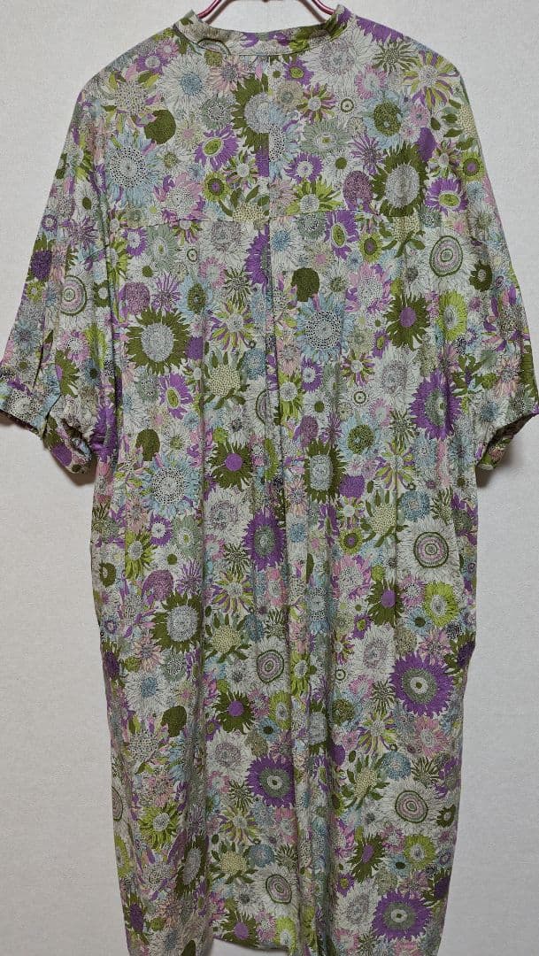 キラキラ様Parkesリバティ タナローン バンドカラー タック ワンピースМ