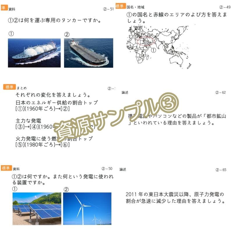 中学受験 暗記カード　極める地理(分野別)　サピックス　コアプラス　予習シリーズ