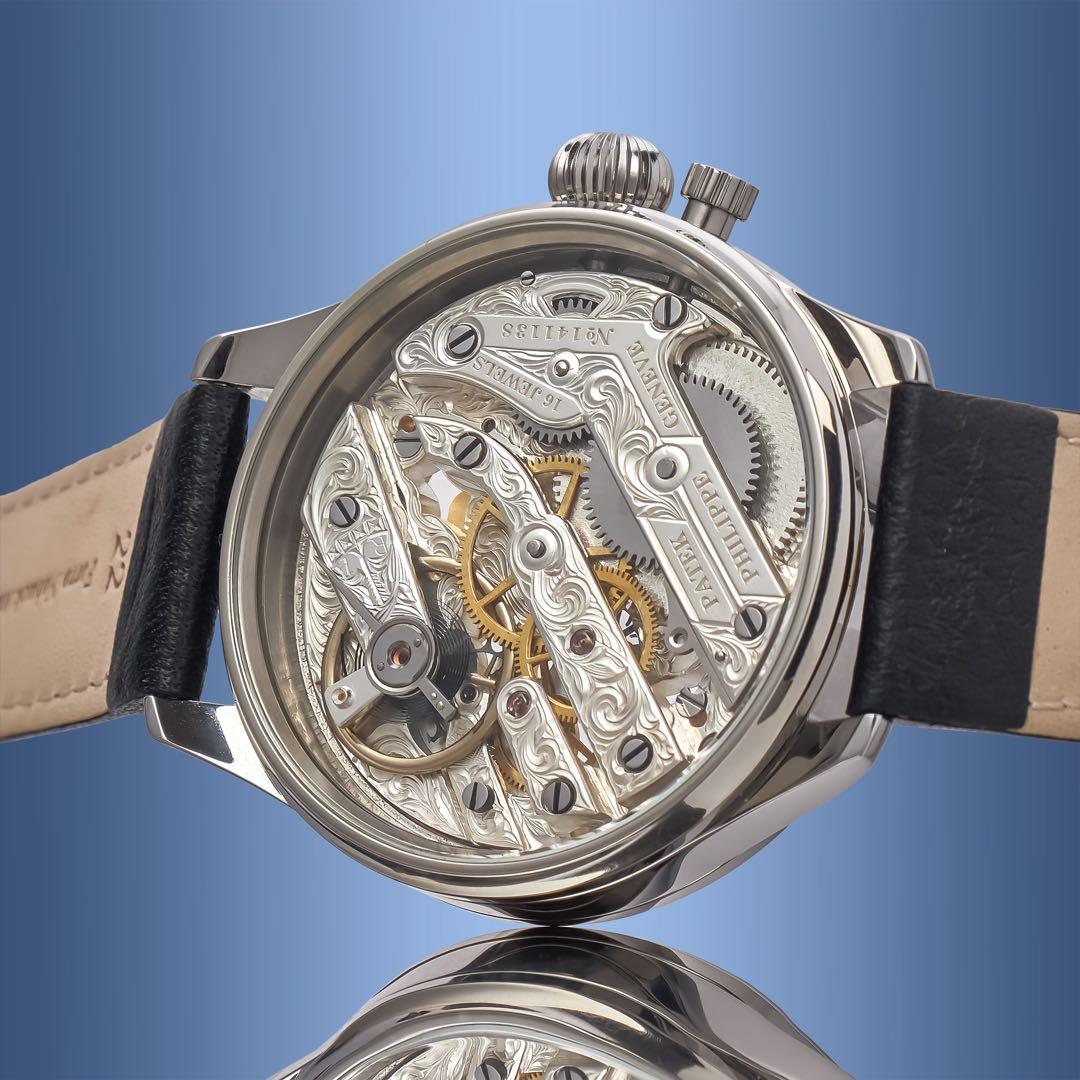 アンティーク 懐中時計ムーブメント使用 スケルトン腕時計 新ケース フル整備済み