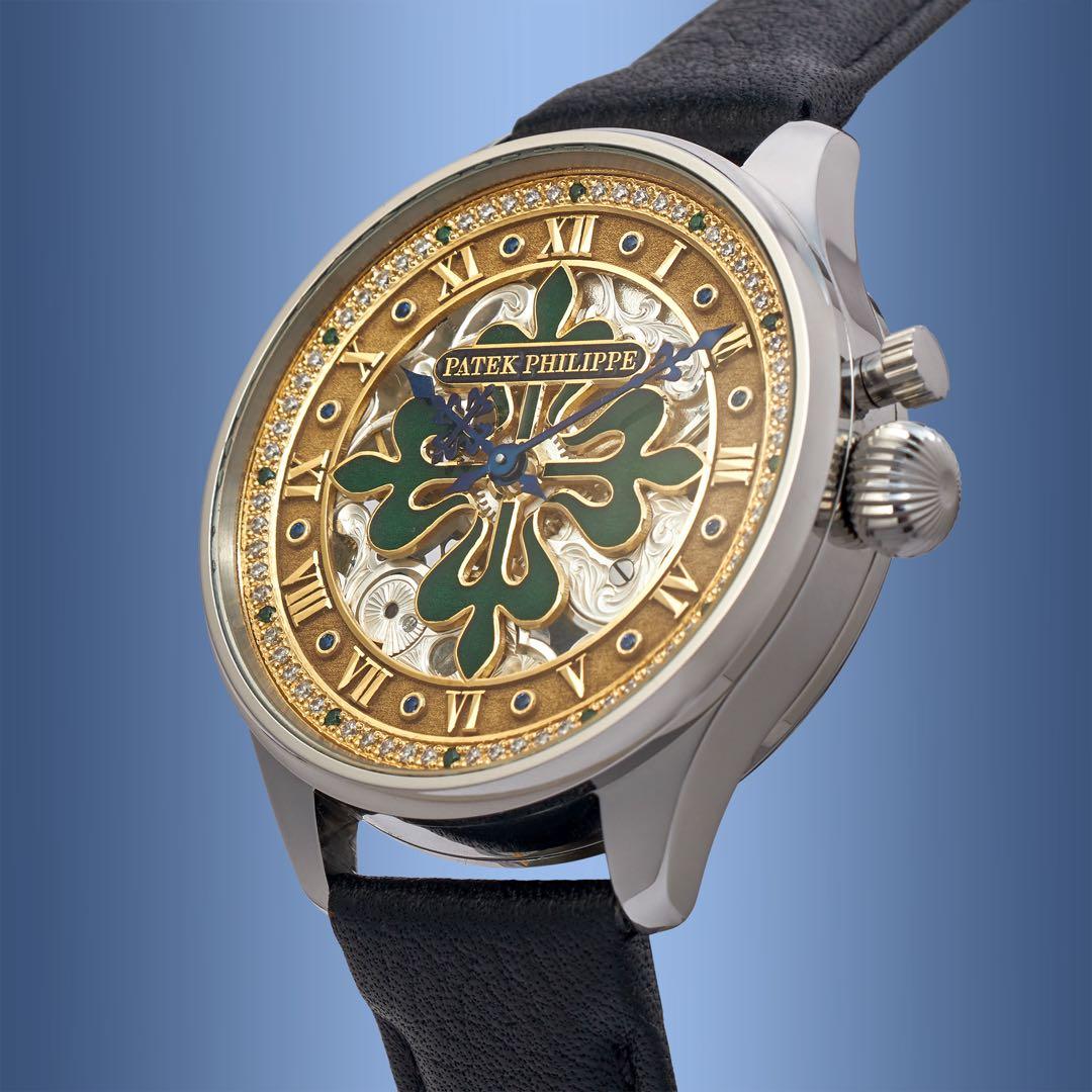 アンティーク 懐中時計ムーブメント使用 スケルトン腕時計 新ケース フル整備済み