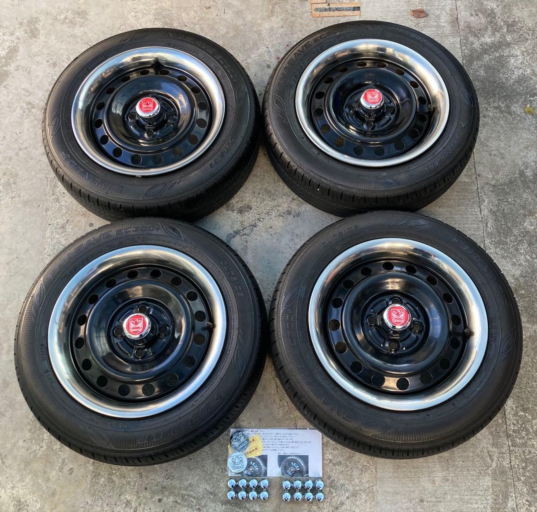 スチールホイール4本 ムーンアイズトリムリング デイトナ センターキャップセット