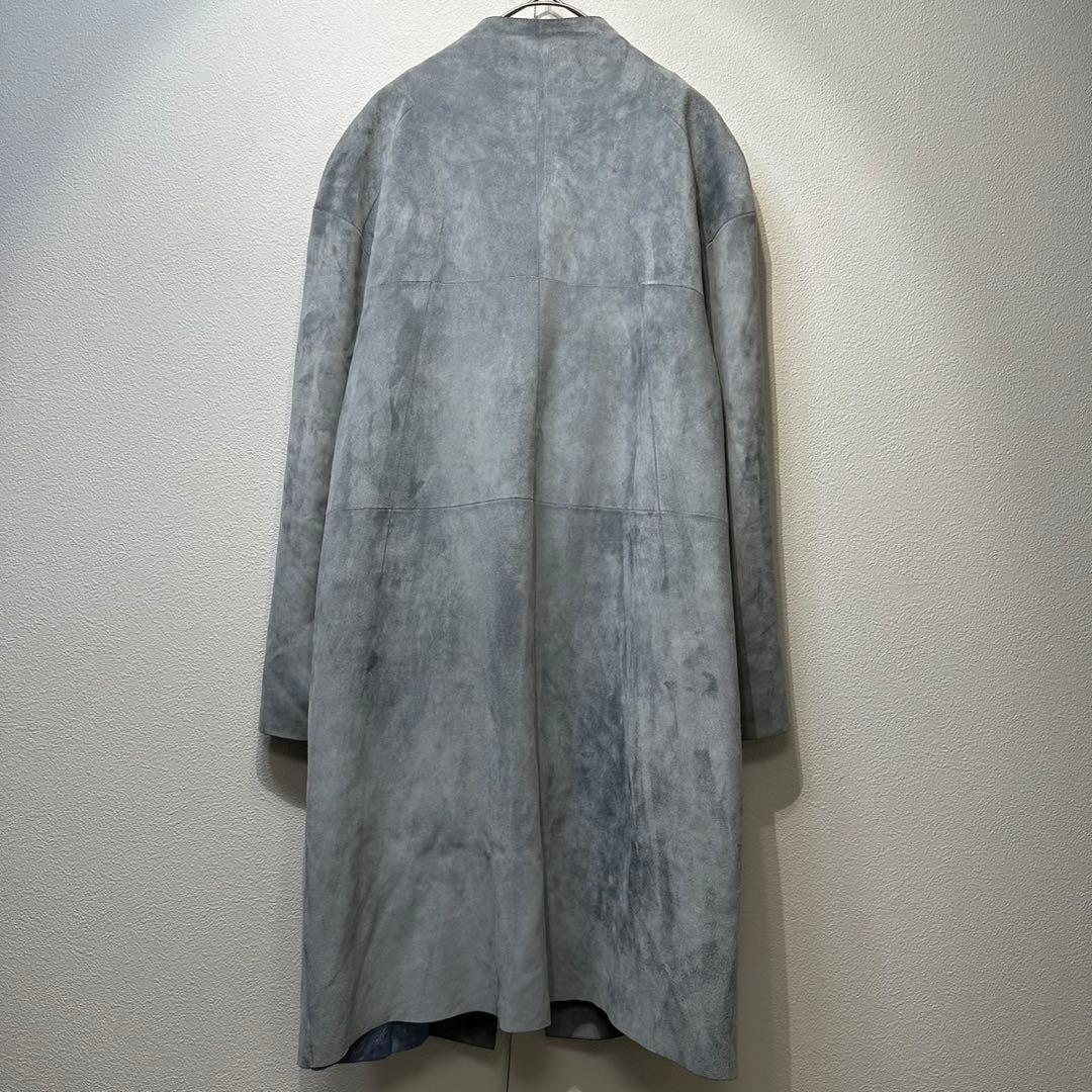 希少 LOEWE 上質 スエード レザー モノグラム デザイン ノーカラーコート