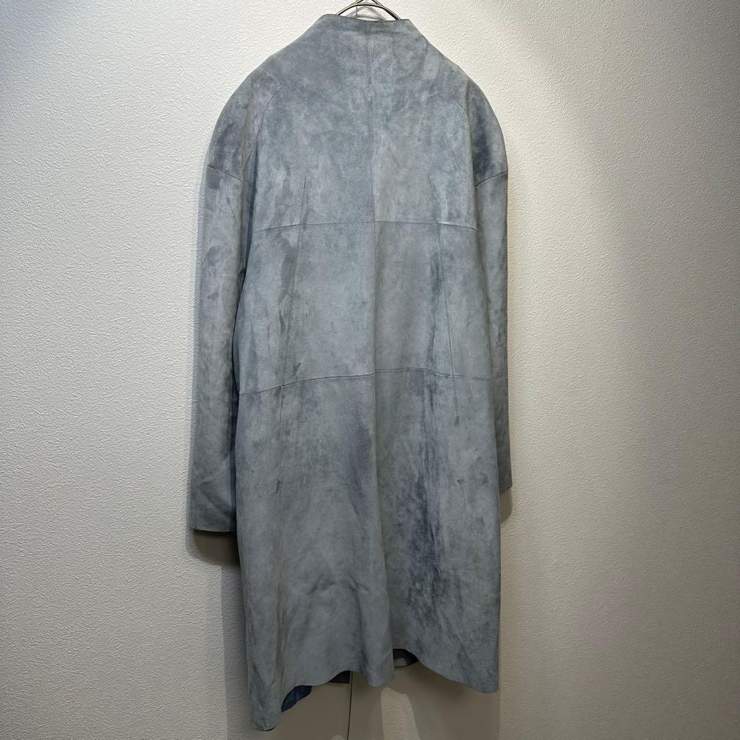 希少 LOEWE 上質 スエード レザー モノグラム デザイン ノーカラーコート