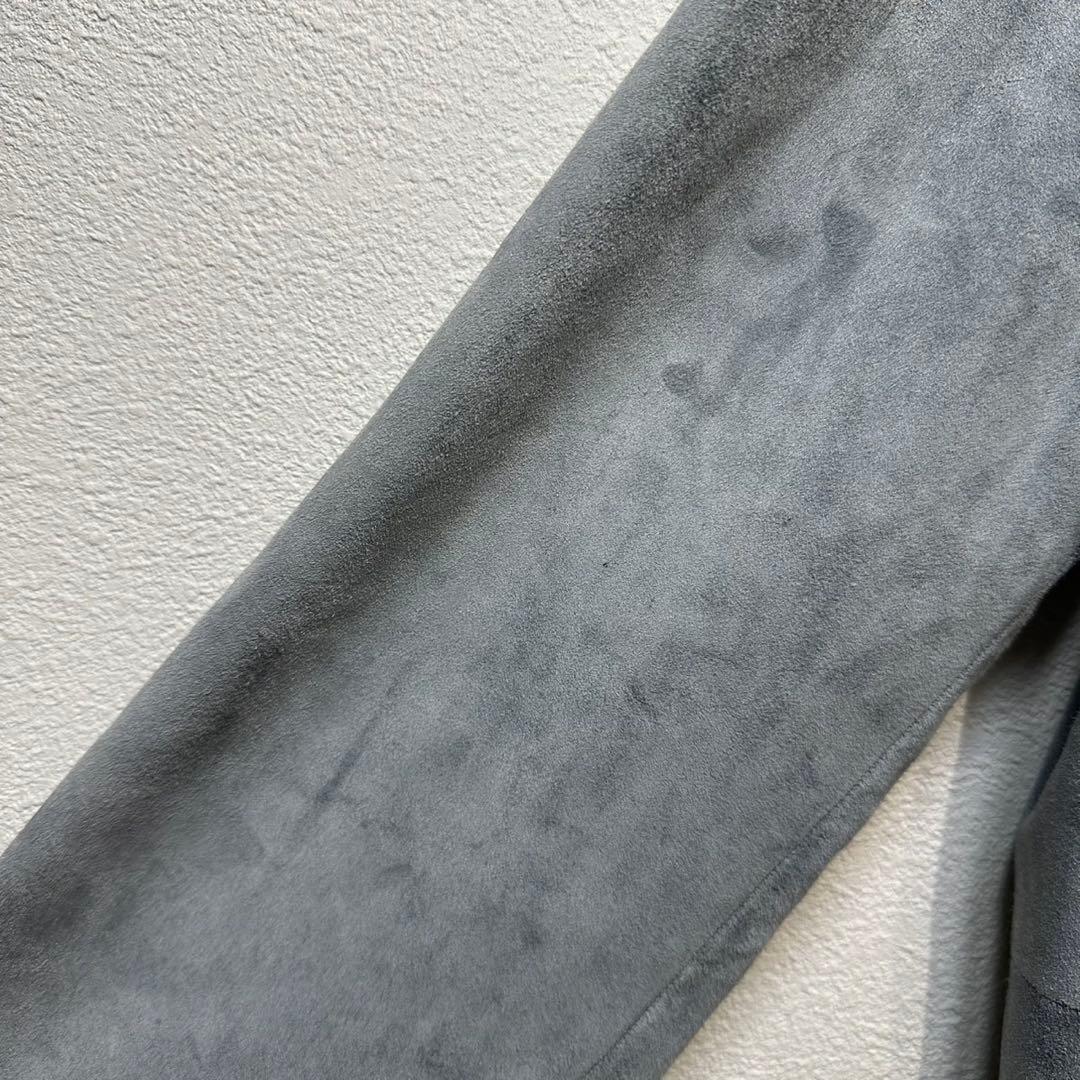 希少 LOEWE 上質 スエード レザー モノグラム デザイン ノーカラーコート