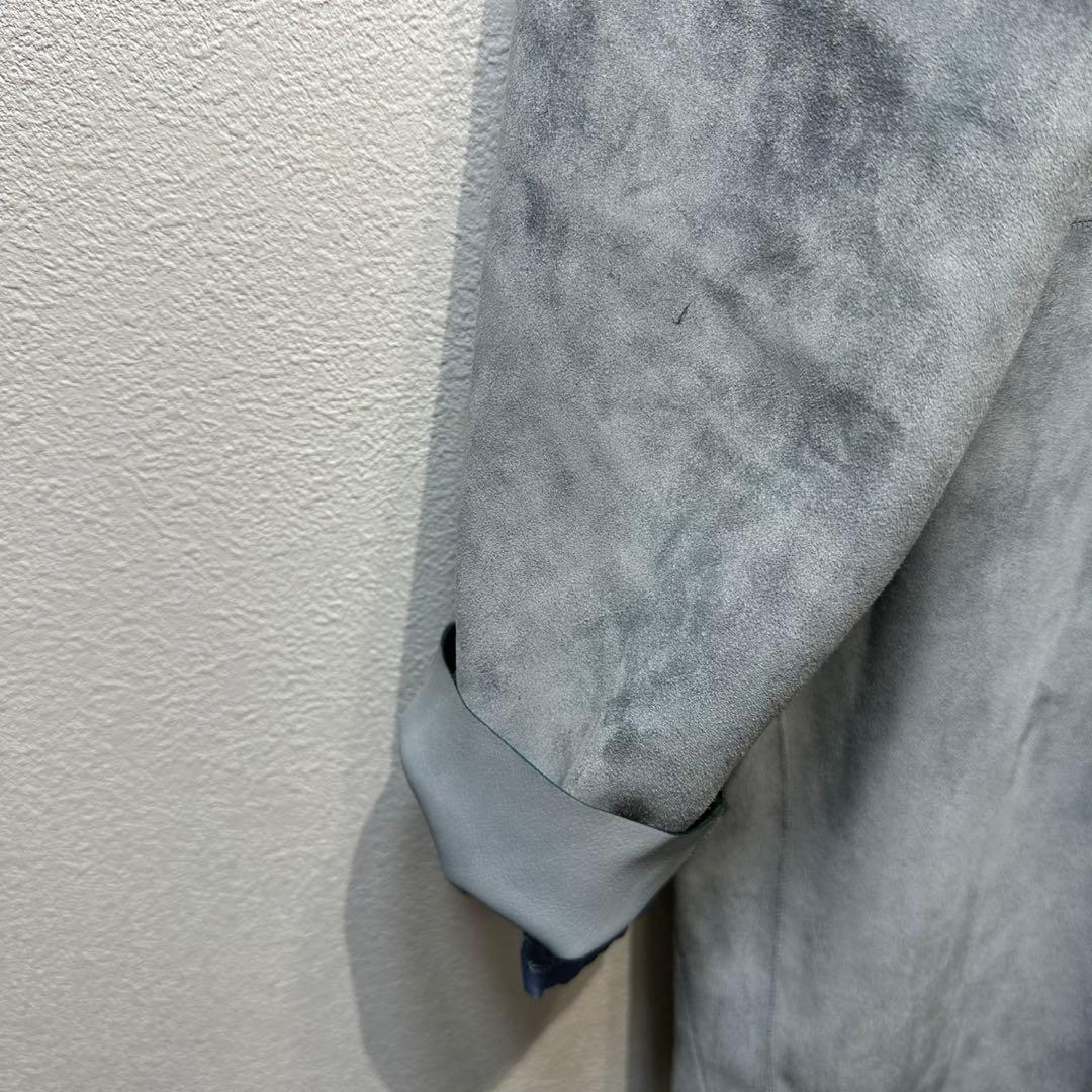 希少 LOEWE 上質 スエード レザー モノグラム デザイン ノーカラーコート