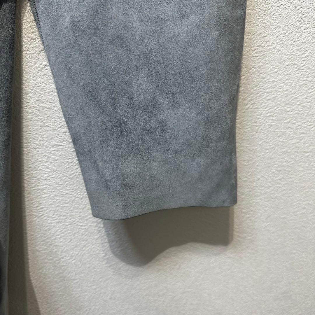 希少 LOEWE 上質 スエード レザー モノグラム デザイン ノーカラーコート