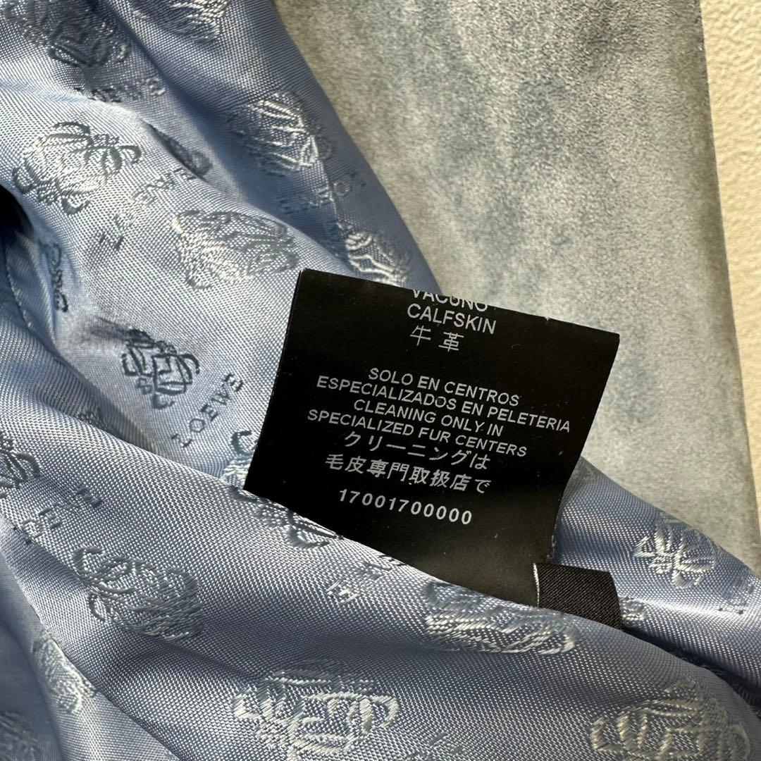希少 LOEWE 上質 スエード レザー モノグラム デザイン ノーカラーコート