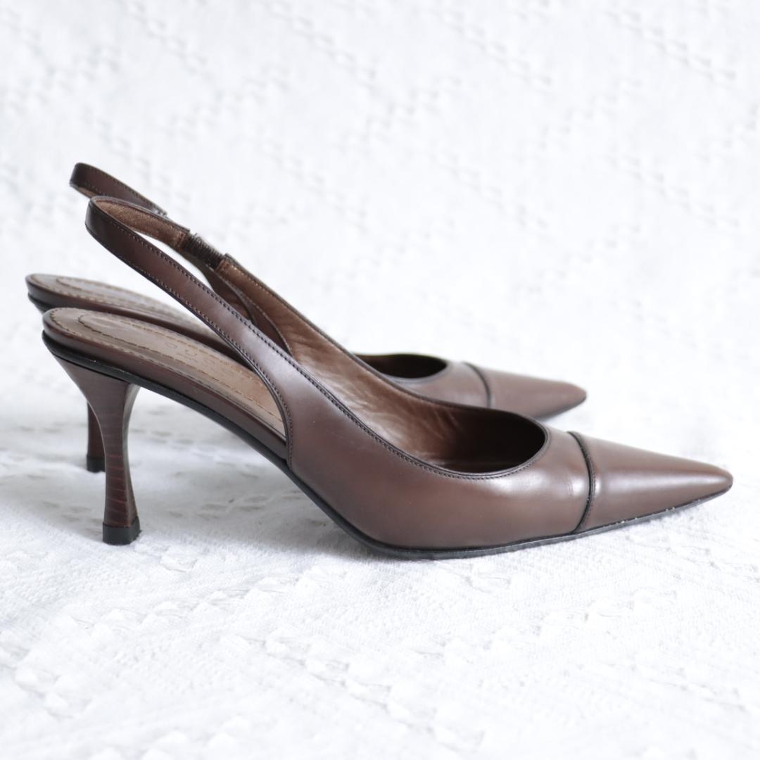 美品！GUCCI　グッチ　ミュール　ハイヒール　ポインテッドトゥ　レザー