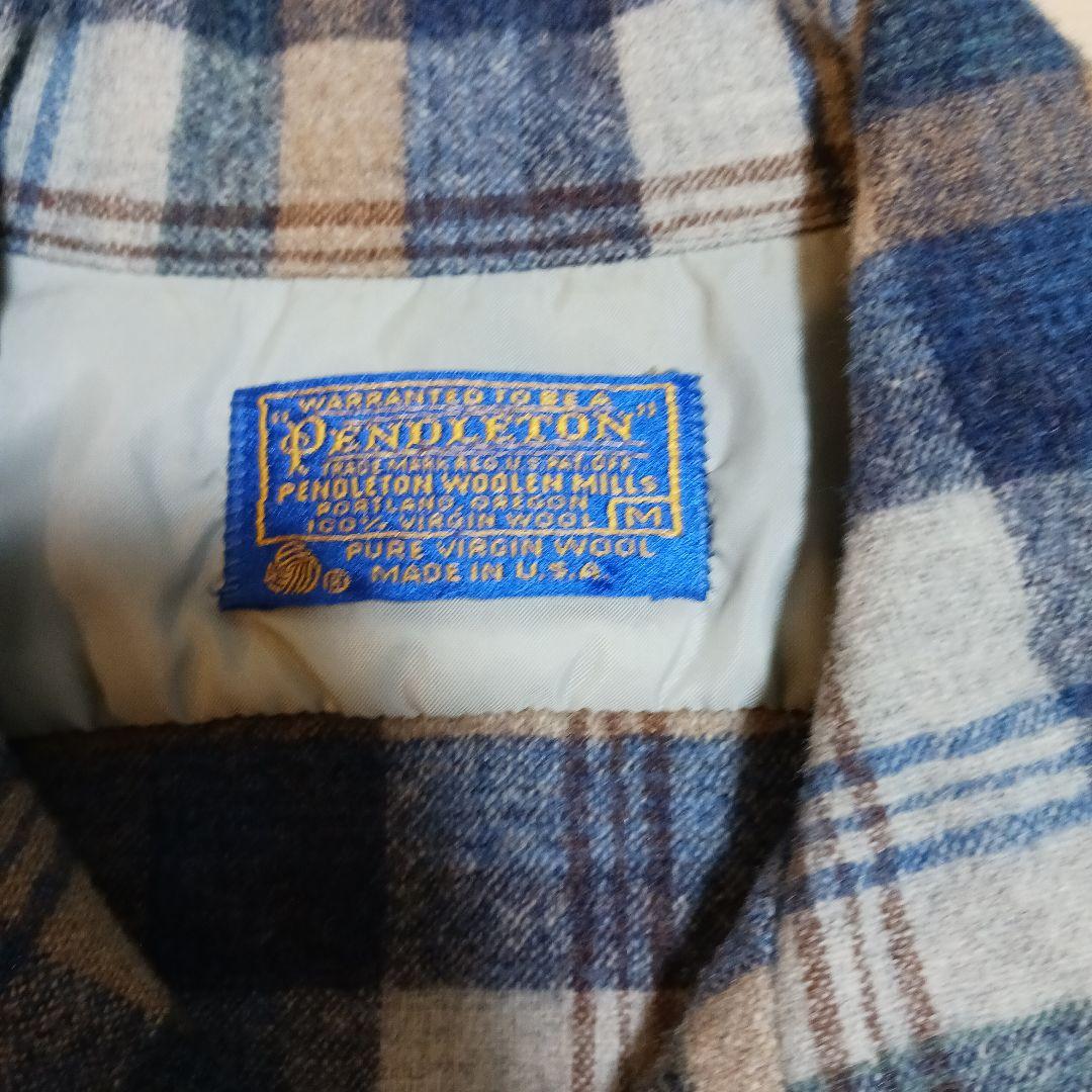 【70s〜80s USA製】ペンドルトン ウールネルシャツ ブルータグ チェック