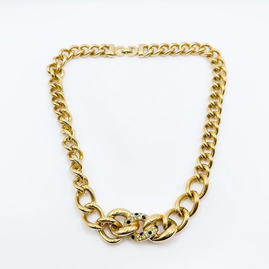 美品✨DIOゴール ネックレス 喜平 チェーン 大ぶり ラインストーン