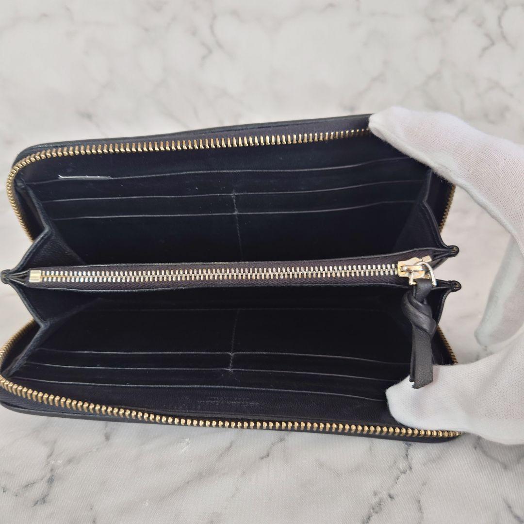 Bottega Veneta イントレチャート 長財布 ラウンドジップ ブラック