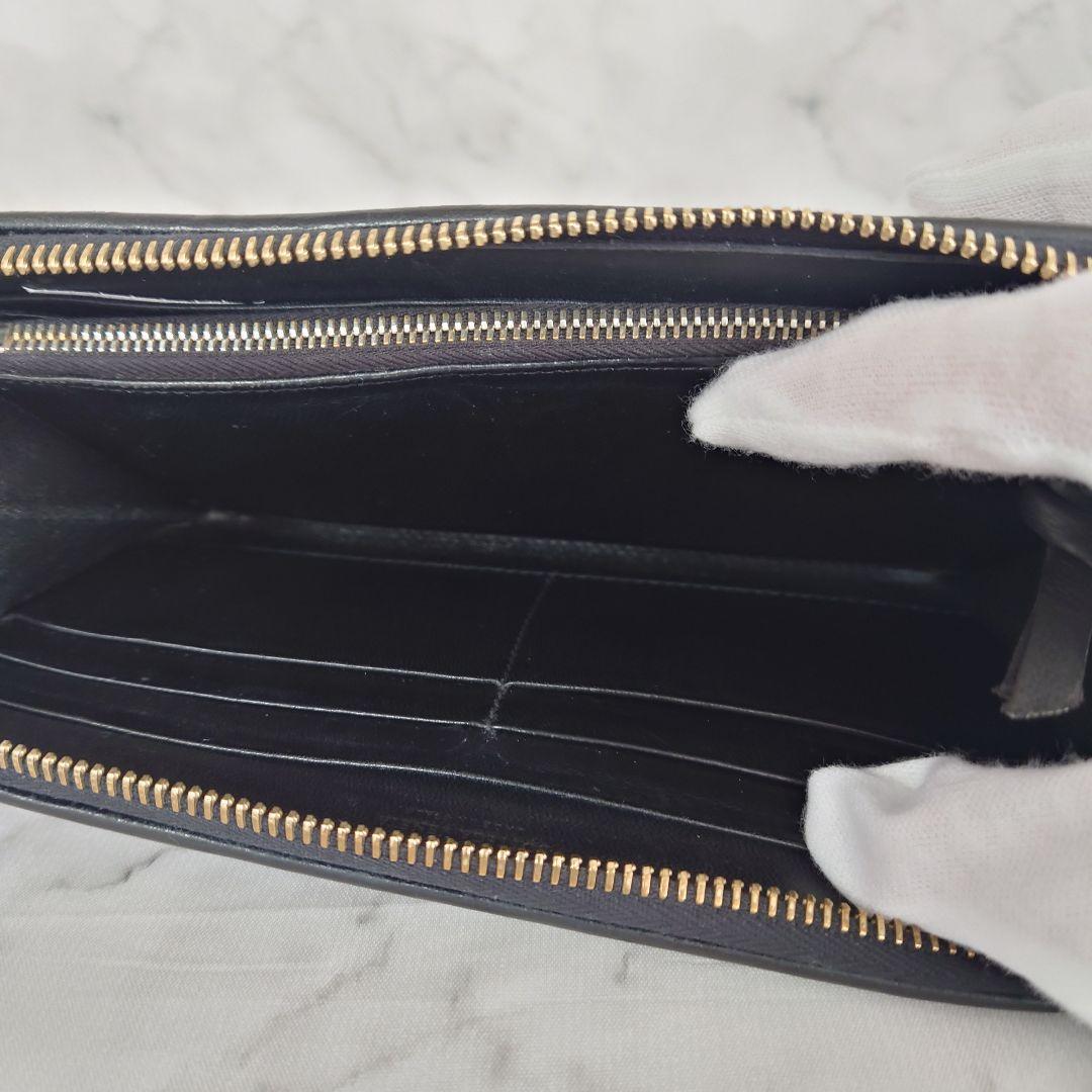 Bottega Veneta イントレチャート 長財布 ラウンドジップ ブラック