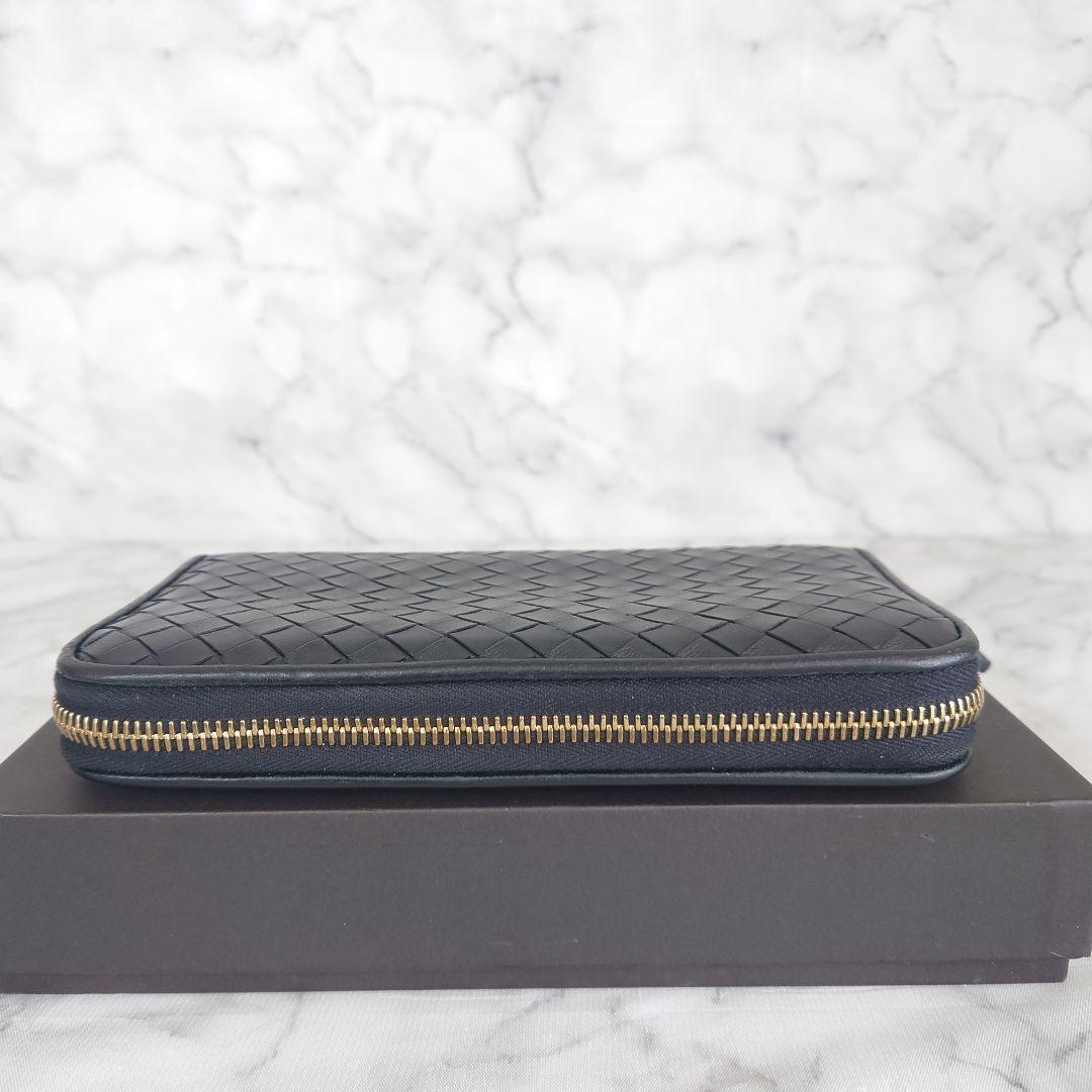 Bottega Veneta イントレチャート 長財布 ラウンドジップ ブラック
