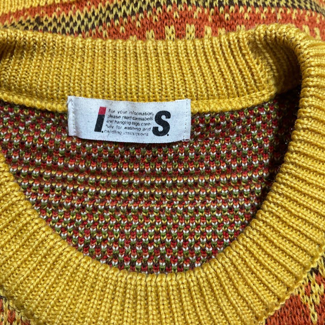 希少　日本製　I.S.　イッセイミヤケ　М 　　アイル柄 　厚手　長袖セーター