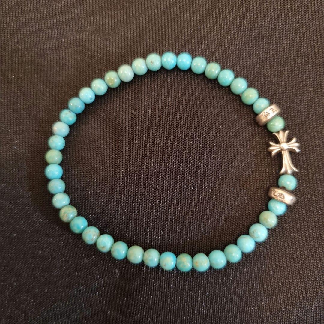 希少◆正規品◆クロムハーツ BEAD15 4mmターコイズビーズブレスレット