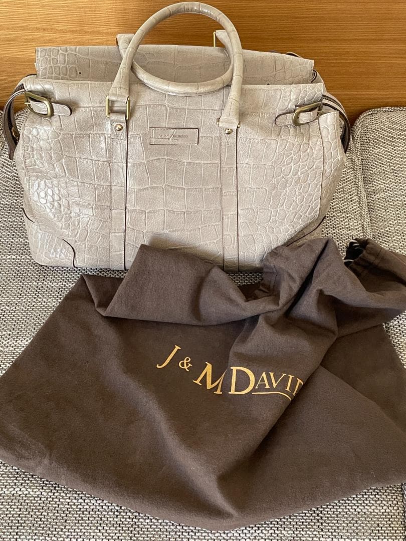 J&M Davidson　クロコ型押し 旅行　ボストンバッグ ユニセックス